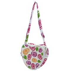 Colorful Seamless Floral, Flowers Pattern Wallpaper Background Heart Shoulder Bag by Amaryn4rt