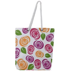 Colorful Seamless Floral, Flowers Pattern Wallpaper Background Full Print Rope Handle Tote (large) by Amaryn4rt