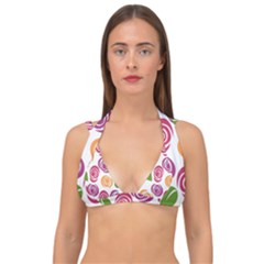 Colorful Seamless Floral, Flowers Pattern Wallpaper Background Double Strap Halter Bikini Top by Amaryn4rt