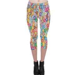 Floral Flowers Capri Leggings  by artworkshop