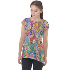 Floral Flowers Cap Sleeve High Low Top by artworkshop