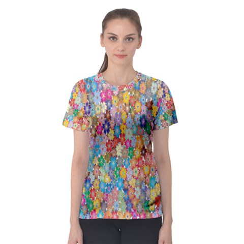 Floral Flowers Women s Sport Mesh Tee by artworkshop