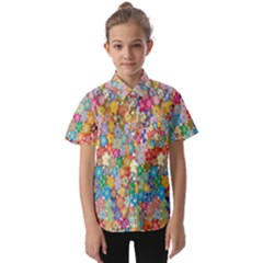 Floral Flowers Kids  Short Sleeve Shirt by artworkshop