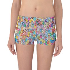 Floral Flowers Reversible Boyleg Bikini Bottoms by artworkshop