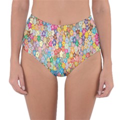 Floral Flowers Reversible High-waist Bikini Bottoms by artworkshop