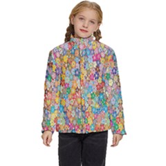 Floral Flowers Kids  Puffer Bubble Jacket Coat