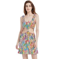 Floral Flowers Velvet Cutout Dress by artworkshop