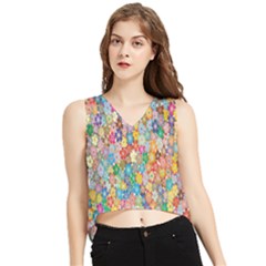 Floral Flowers V-neck Cropped Tank Top