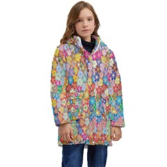 Floral Flowers Kid s Hooded Longline Puffer Jacket