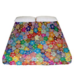 Floral Flowers Fitted Sheet (queen Size) by artworkshop