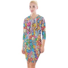 Floral Flowers Quarter Sleeve Hood Bodycon Dress by artworkshop