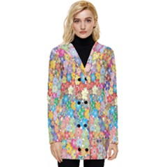 Floral Flowers Button Up Hooded Coat  by artworkshop