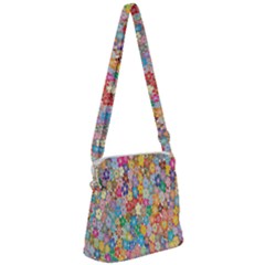 Floral Flowers Zipper Messenger Bag by artworkshop