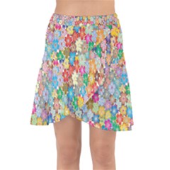 Floral Flowers Wrap Front Skirt