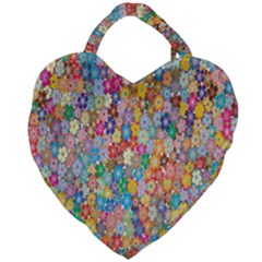 Floral Flowers Giant Heart Shaped Tote by artworkshop