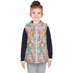 Floral Flowers Kids  Hooded Puffer Vest by artworkshop