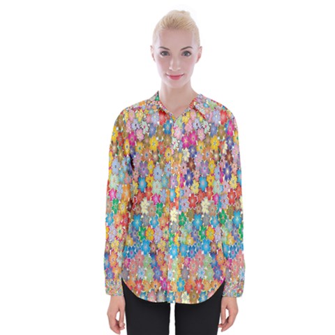 Floral Flowers Womens Long Sleeve Shirt by artworkshop