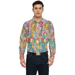 Floral Flowers Men s Long Sleeve Pocket Shirt 