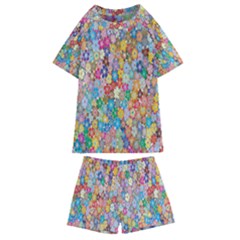 Floral Flowers Kids  Swim Tee And Shorts Set by artworkshop