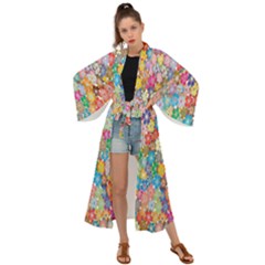 Floral Flowers Maxi Kimono by artworkshop