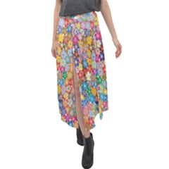 Floral Flowers Velour Split Maxi Skirt by artworkshop