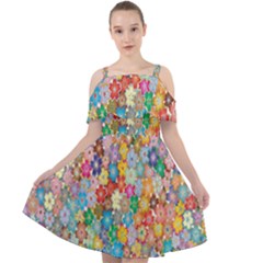 Floral Flowers Cut Out Shoulders Chiffon Dress by artworkshop