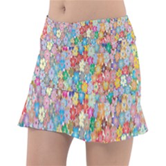 Floral Flowers Classic Tennis Skirt by artworkshop