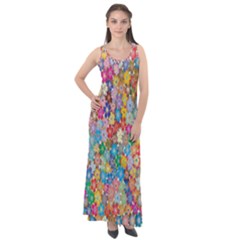 Floral Flowers Sleeveless Velour Maxi Dress