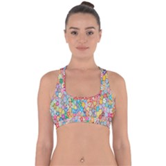 Floral Flowers Cross Back Hipster Bikini Top  by artworkshop