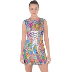 Floral Flowers Lace Up Front Bodycon Dress by artworkshop