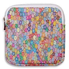 Floral Flowers Mini Square Pouch by artworkshop