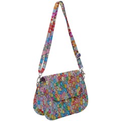 Floral Flowers Saddle Handbag by artworkshop