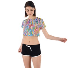 Floral Flowers Tie Back Short Sleeve Crop Tee by artworkshop