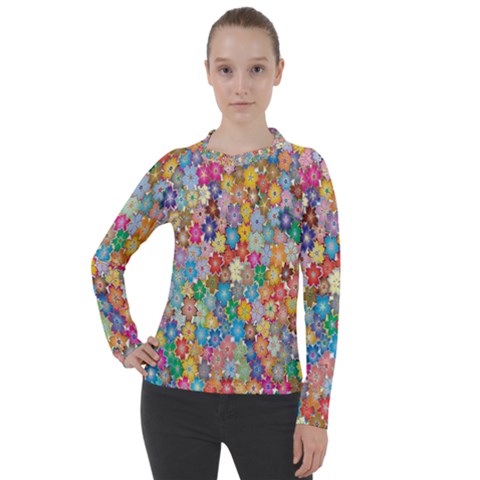 Floral Flowers Women s Pique Long Sleeve Tee by artworkshop