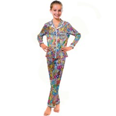 Floral Flowers Kid s Satin Long Sleeve Pajamas Set