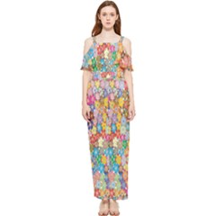 Floral Flowers Draped Sleeveless Chiffon Jumpsuit