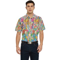 Floral Flowers Men s Short Sleeve Pocket Shirt 