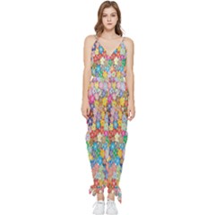 Floral Flowers Sleeveless Tie Ankle Chiffon Jumpsuit by artworkshop