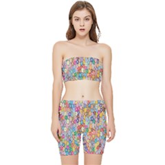 Floral Flowers Stretch Shorts And Tube Top Set