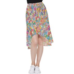 Floral Flowers Frill Hi Low Chiffon Skirt