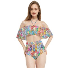 Floral Flowers Halter Flowy Bikini Set 