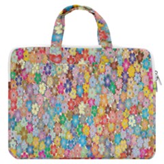 Floral Flowers Macbook Pro 16  Double Pocket Laptop Bag 