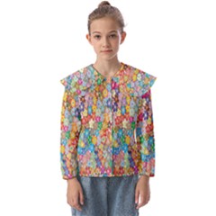 Floral Flowers Kids  Peter Pan Collar Blouse by artworkshop