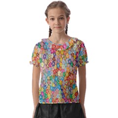 Floral Flowers Kids  Frill Chiffon Blouse