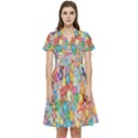 Floral Flowers Short Sleeve Waist Detail Dress View1