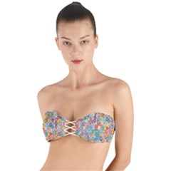 Floral Flowers Twist Bandeau Bikini Top by artworkshop