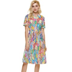 Floral Flowers Button Top Knee Length Dress