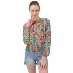 Floral Flowers Banded Bottom Chiffon Top by artworkshop