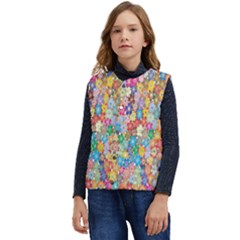 Floral Flowers Kid s Short Button Up Puffer Vest	