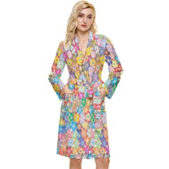 Floral Flowers Long Sleeve Velour Robe